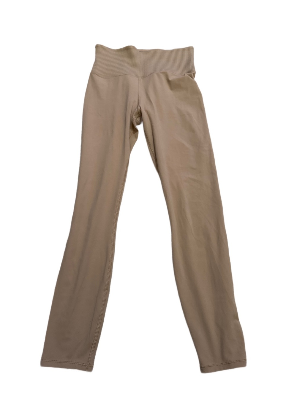 Vuori Beige High-Rise Ribbed-Waist Leggings Small